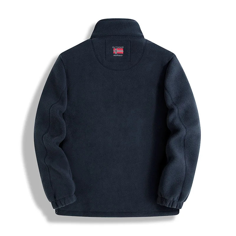 Men's Stand Collar Fleece Zip Front Jacket