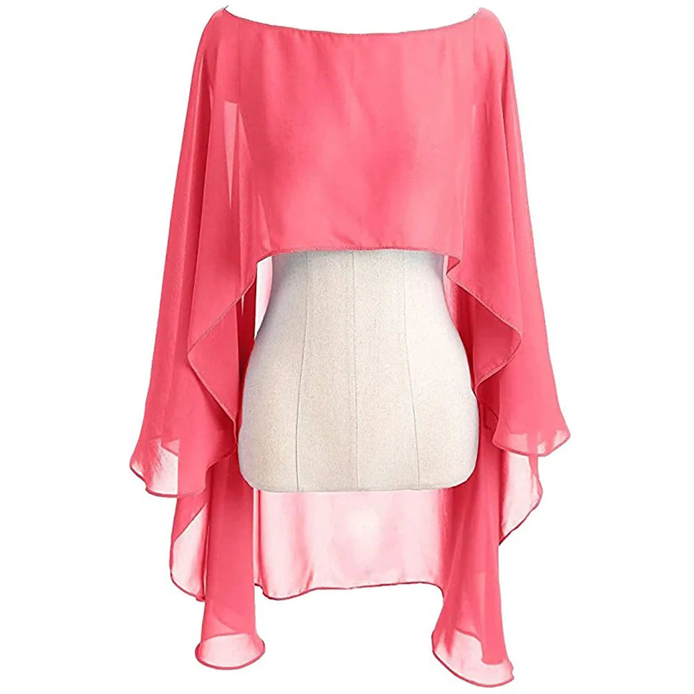 Layered Sheer Draped Cape for Layering over Outfits