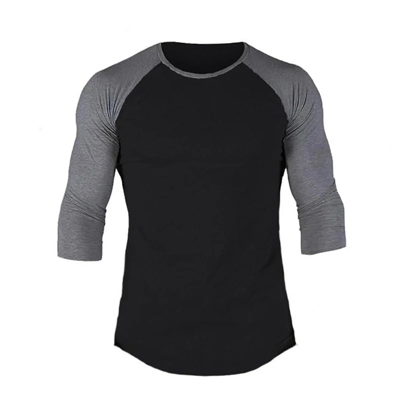 Plain Raglan Three Quarter Sleeve T-shirt For Sports Outfits