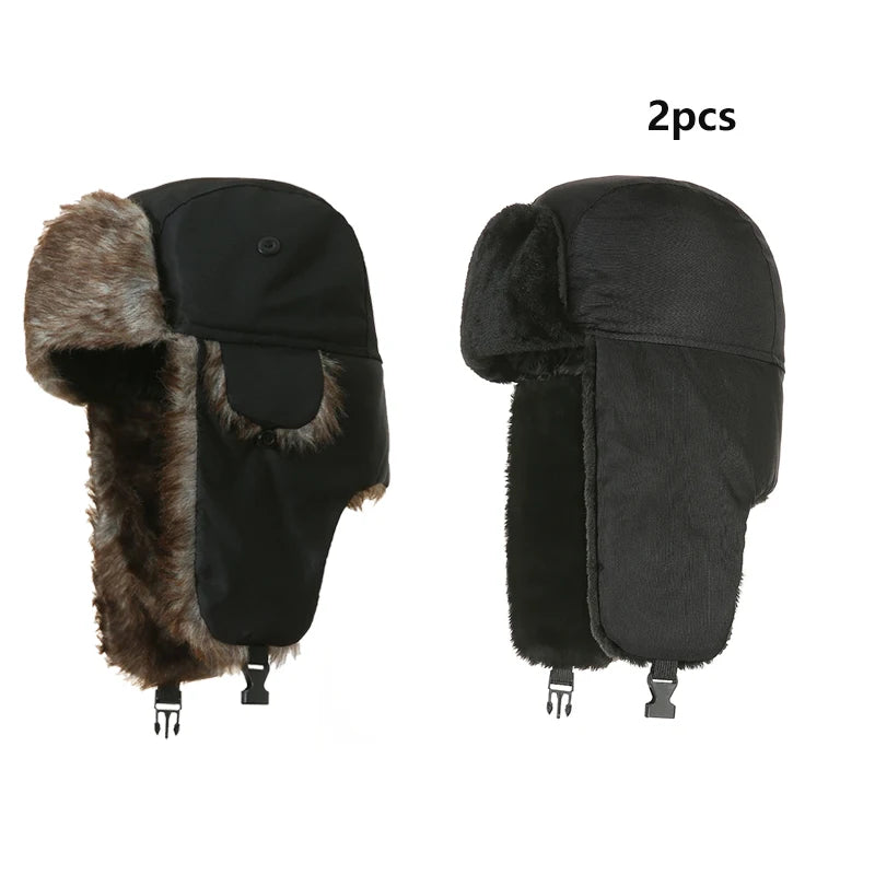 Trapper Hat with Ear Flaps and Plush Trim