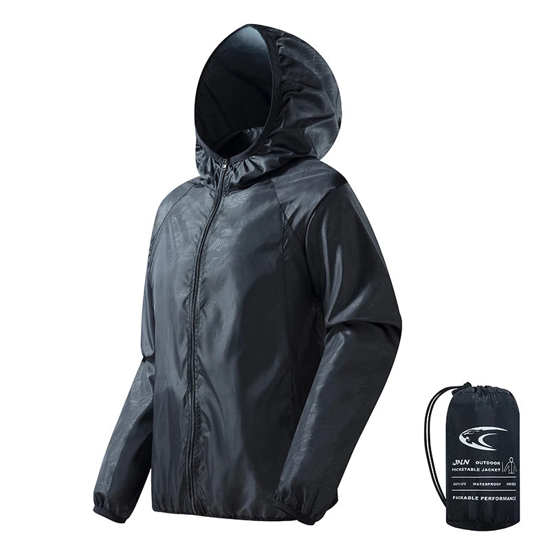 Hooded Long Sleeve Full Zip Outdoor Hiking Jacket with Pockets