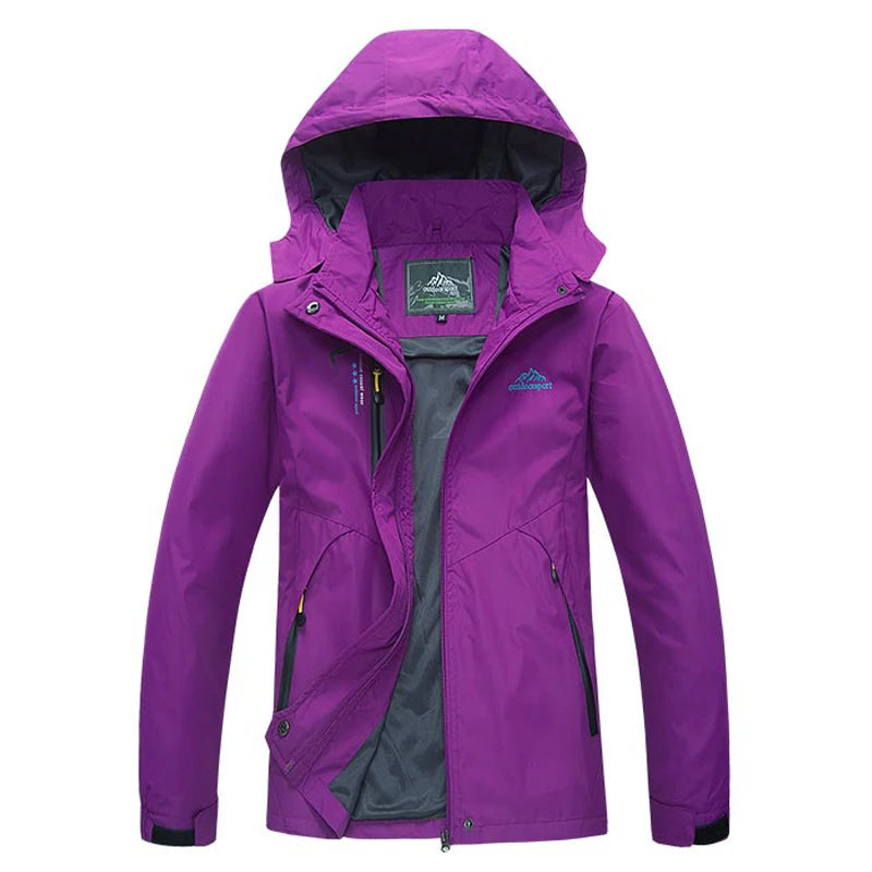 Color Block Hooded Full Zip Long Sleeve Outdoor Jacket