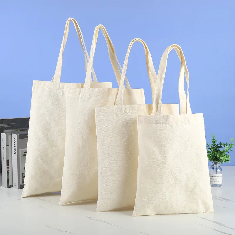 Plain Canvas Style Tote Bag with Long Shoulder Handles