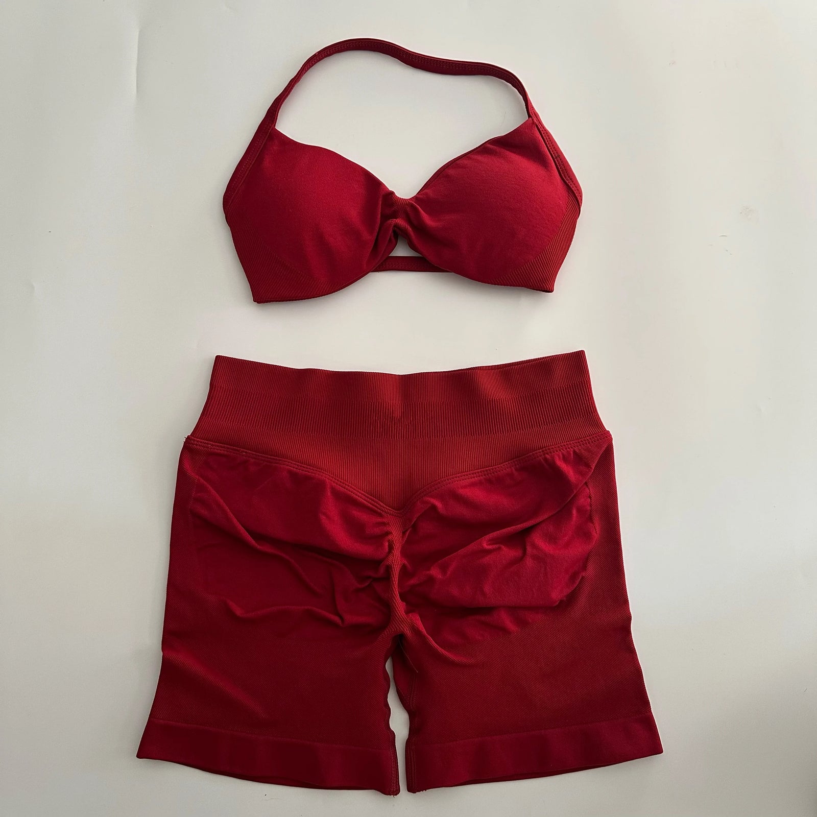 Women's Strappy Bra And Shorts Yoga Set For Workout Outfits
