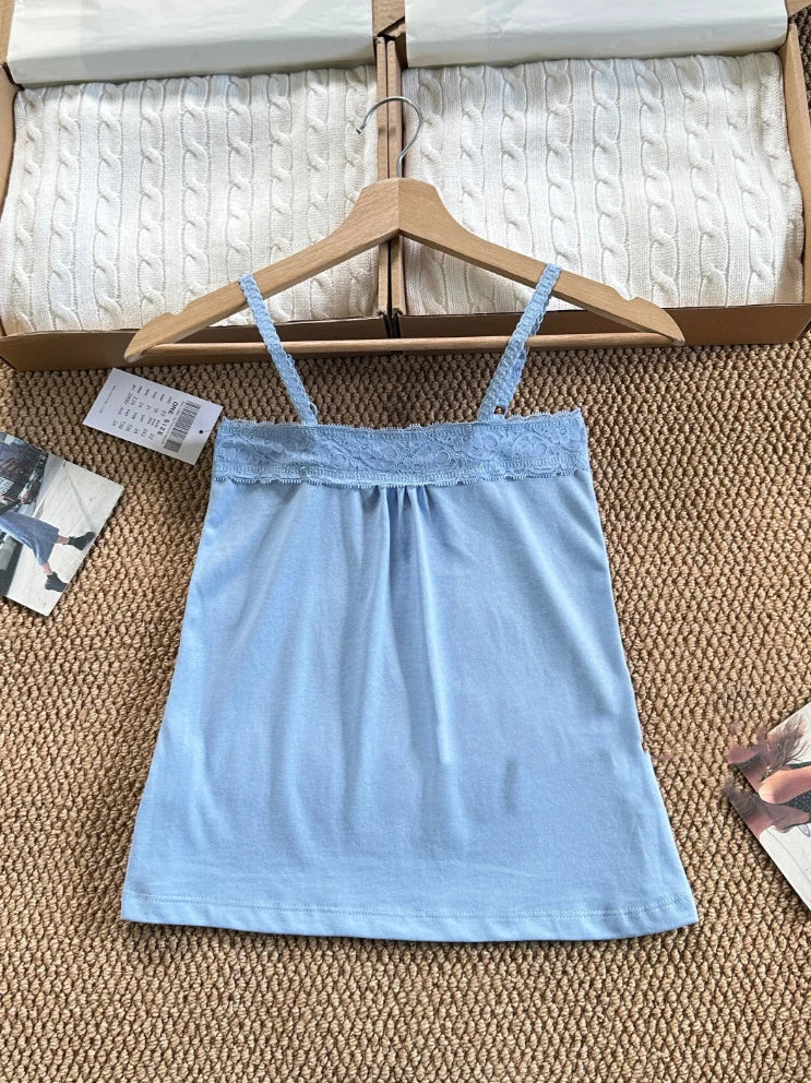 Women's Cotton Camisole and Bandeau Tops with Lace and Ruched Style Options