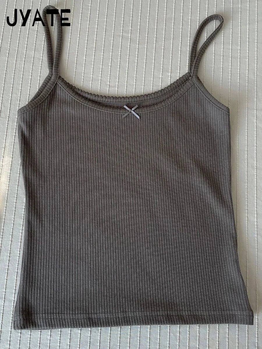 Women's Lace Trim Cotton Blend Camisole with Bow and Mixed Pattern Options