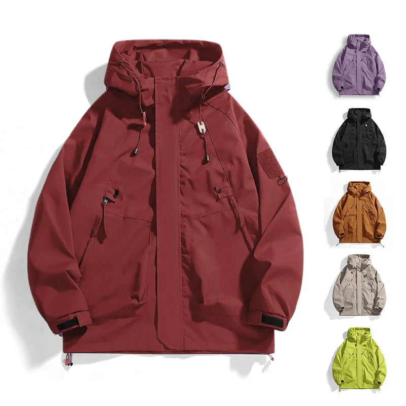 Hooded Long Sleeve Full Zip Outdoor Hiking Jacket with Pockets