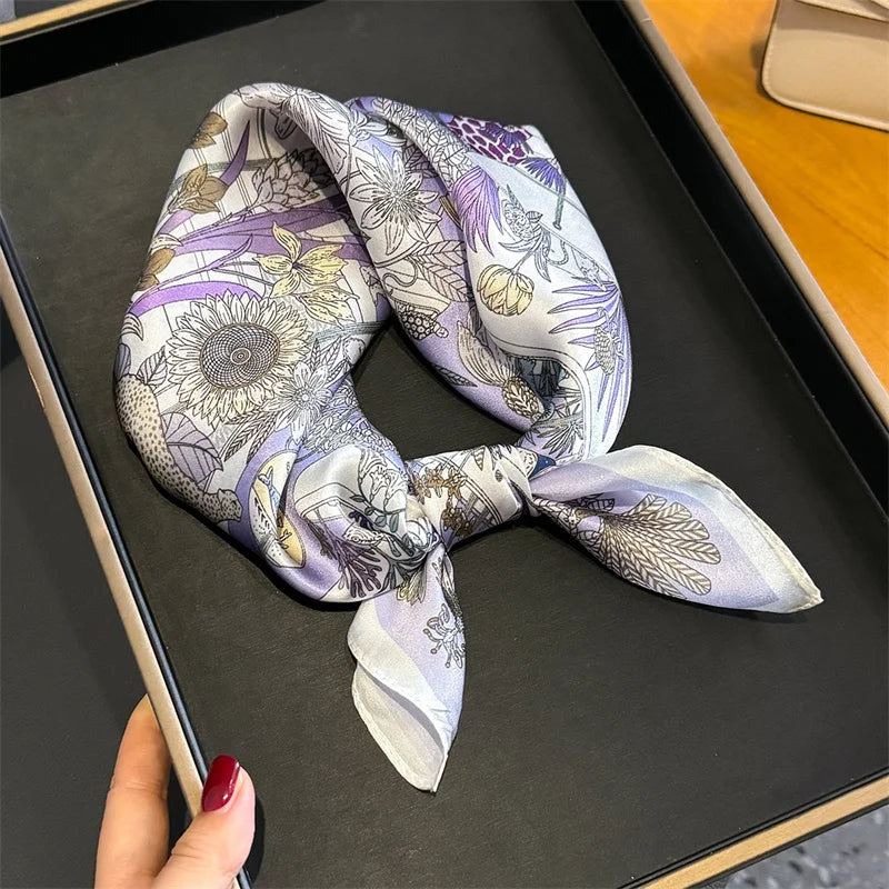 Printed Small Square Scarf for Neck and Hair Styling