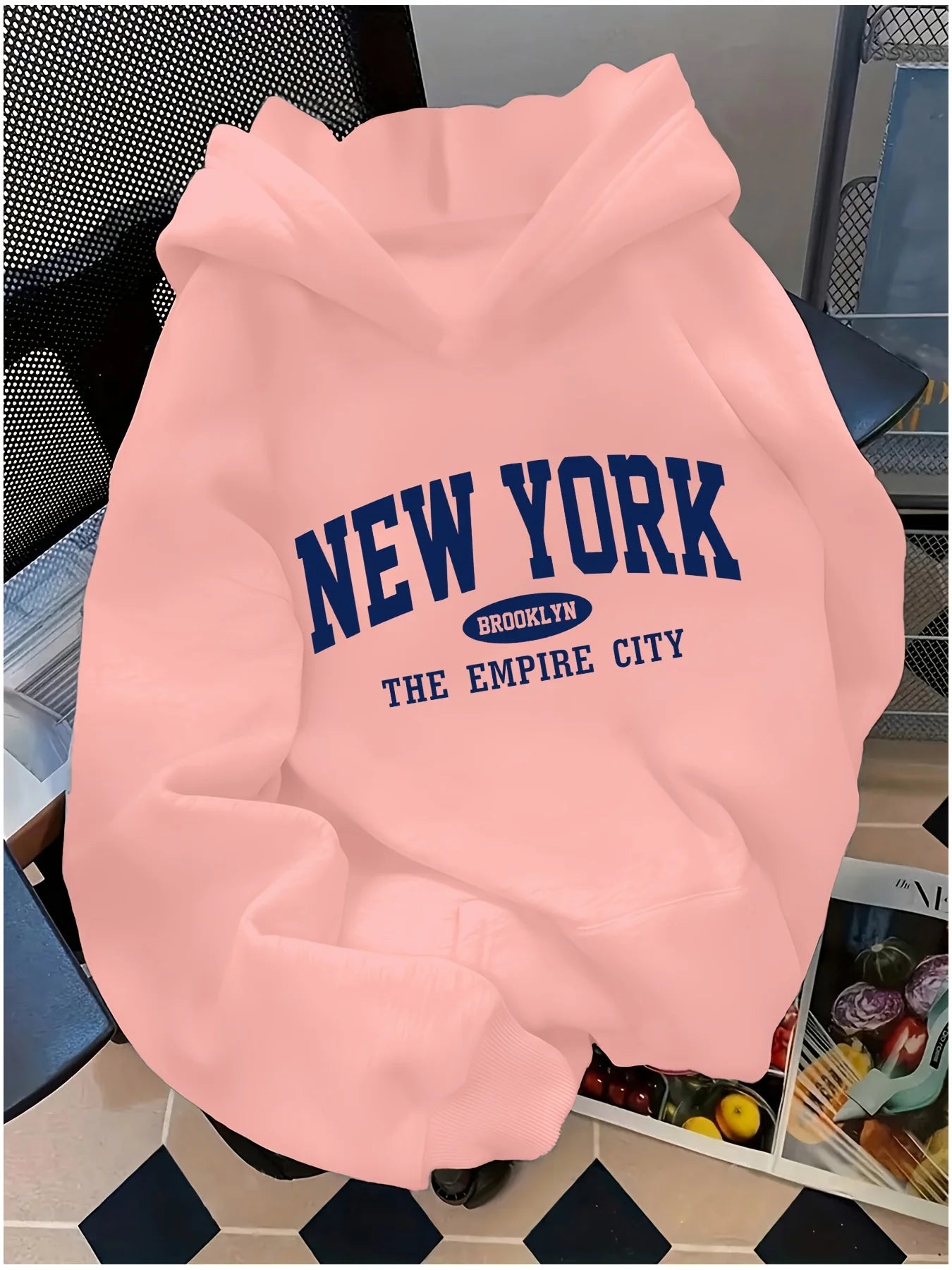Letter Graphic Long Sleeve Pullover Casual Hoodie for Layering