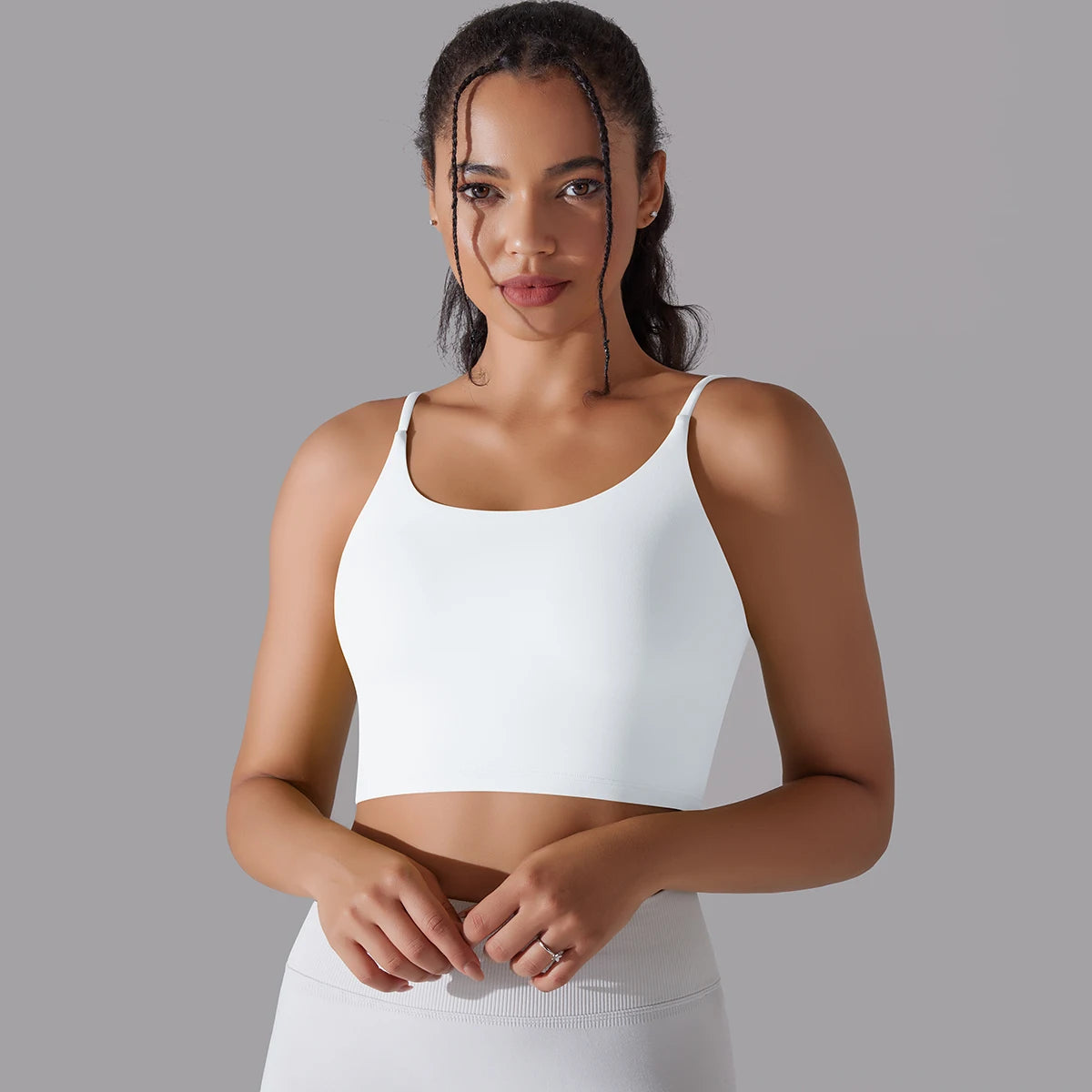 Women's Nylon Blend Sports Bra with Double Back Straps and Padding