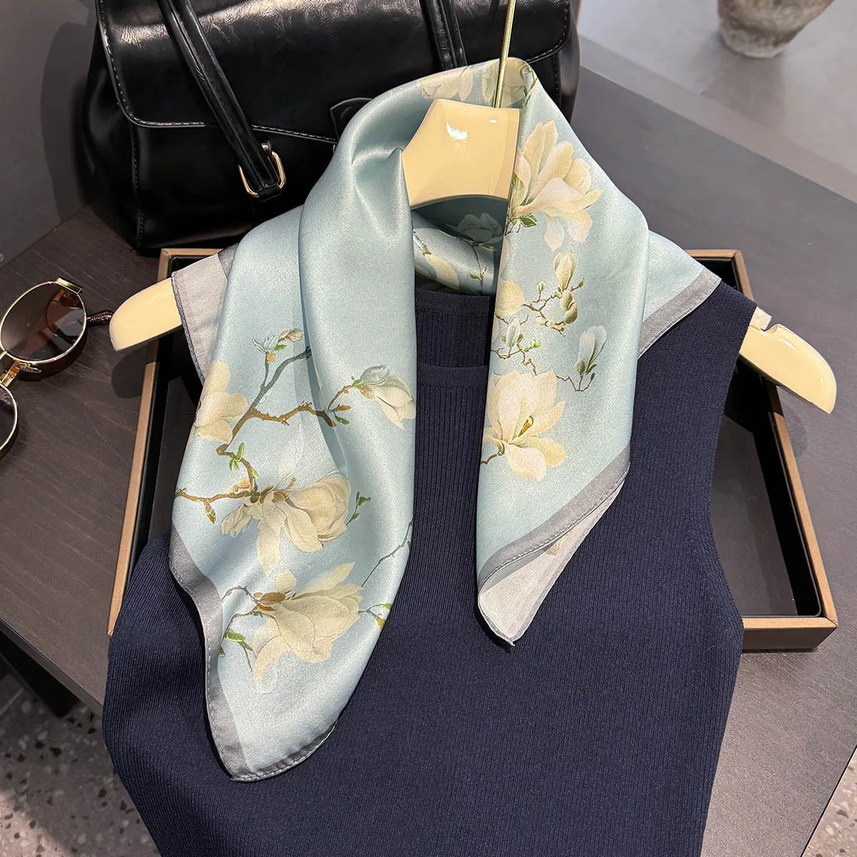 Printed Small Square Scarf for Neck and Hair Styling