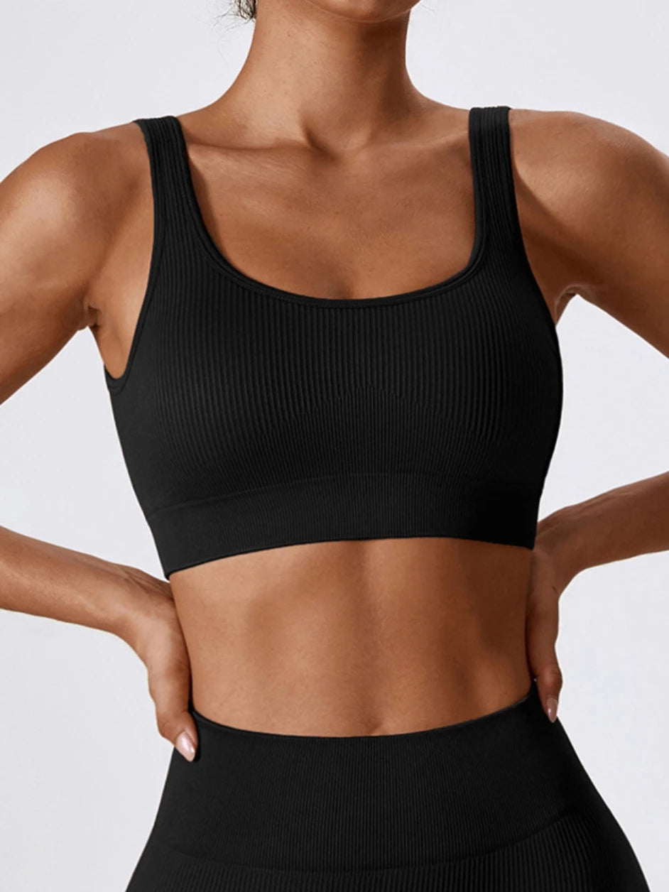 Women's Ribbed Scoop Neck Sports Bra