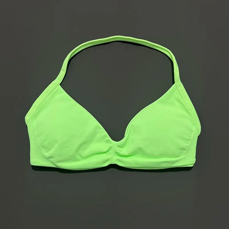 Women's Ruched Halter Neck Sports Bra