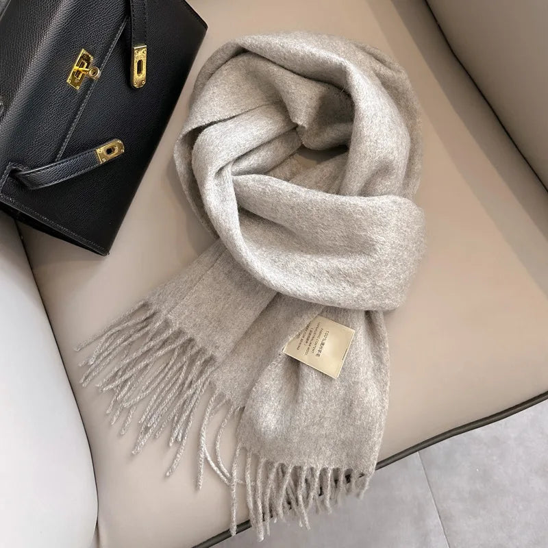 Solid Long Fringed Scarf for Neck and Wrap Styling