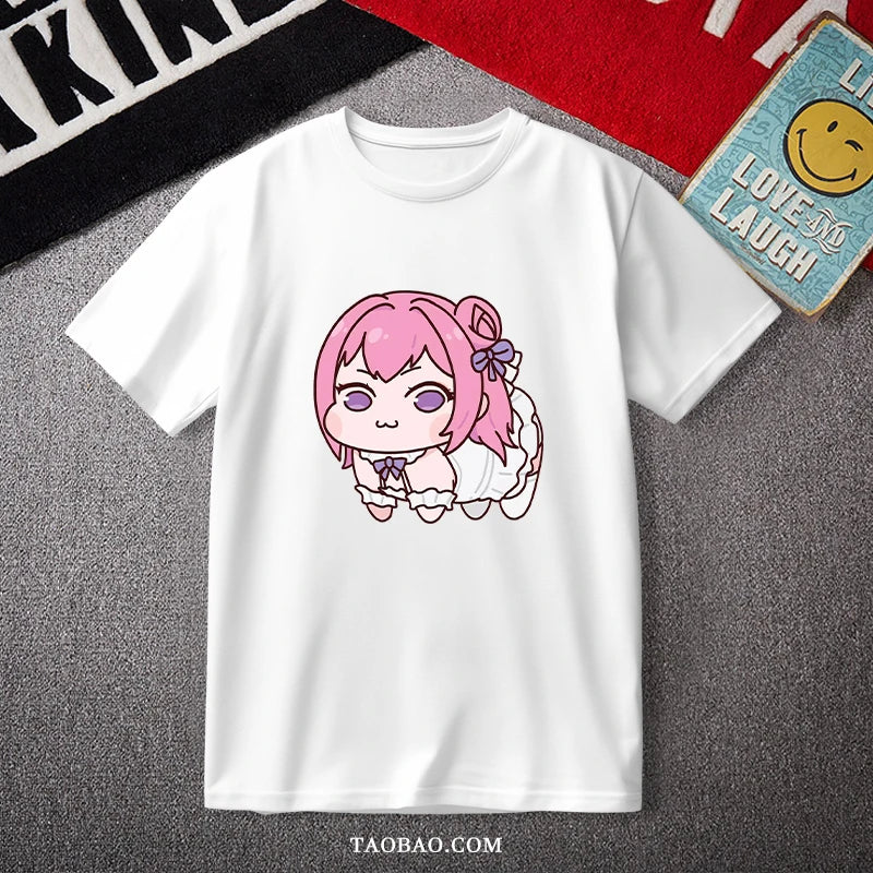 Doro Dorothy Pink Hair Dog Short Sleeve T Shirt Pure Cotton Harajuku Style