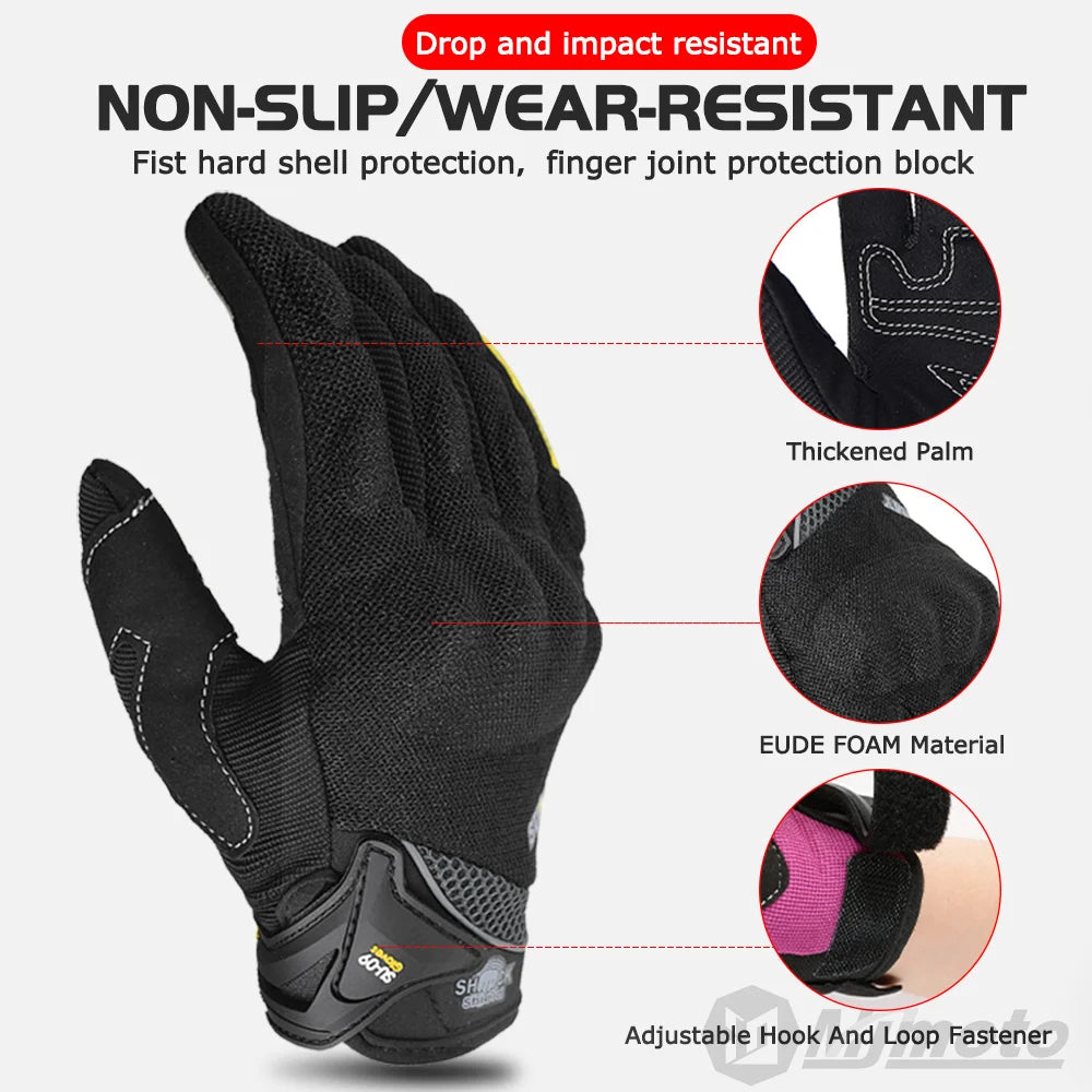 Full Finger Motorcycle Gloves with Shaped Knuckle Panels