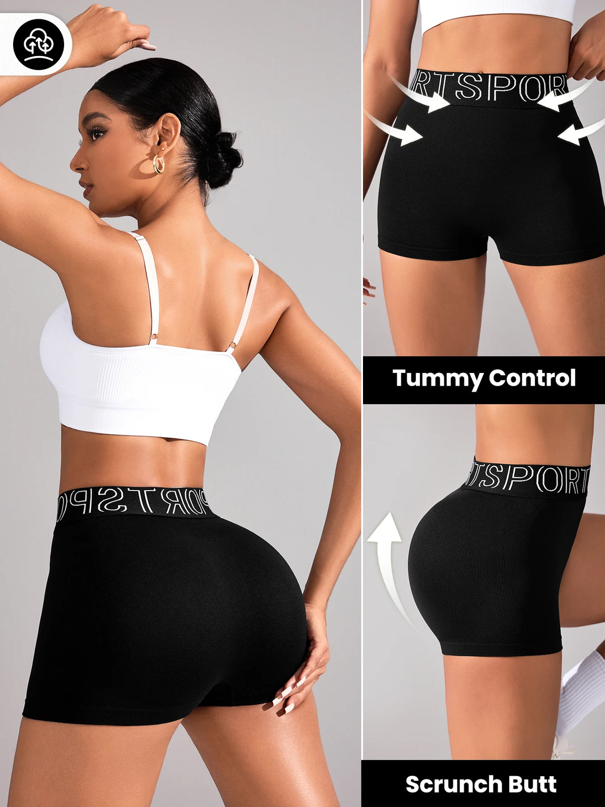 Women's Lettered Waistband Nylon Blend Shorts for Yoga and Fitness