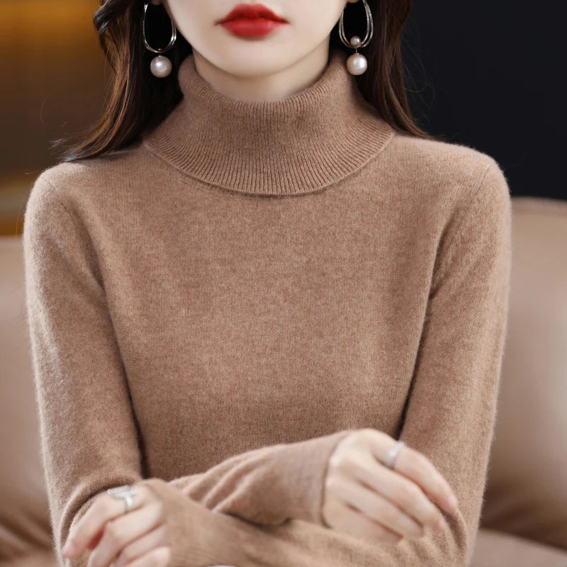 Women's Mock Neck Long Sleeve Sweater Casual Knit Layer