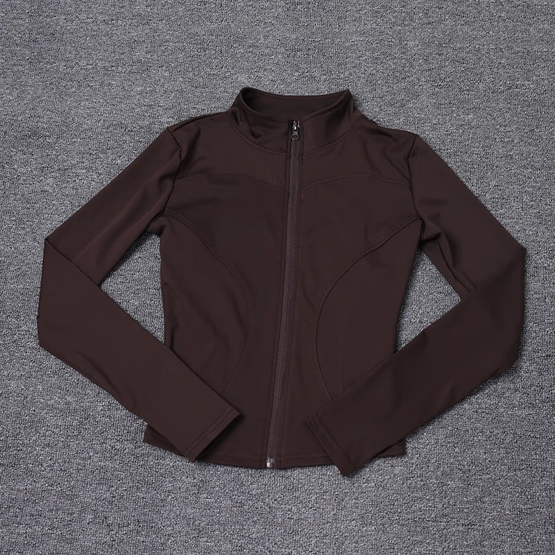 Women's Fitted Long Sleeve Zip Front Jacket for Layered Outfits
