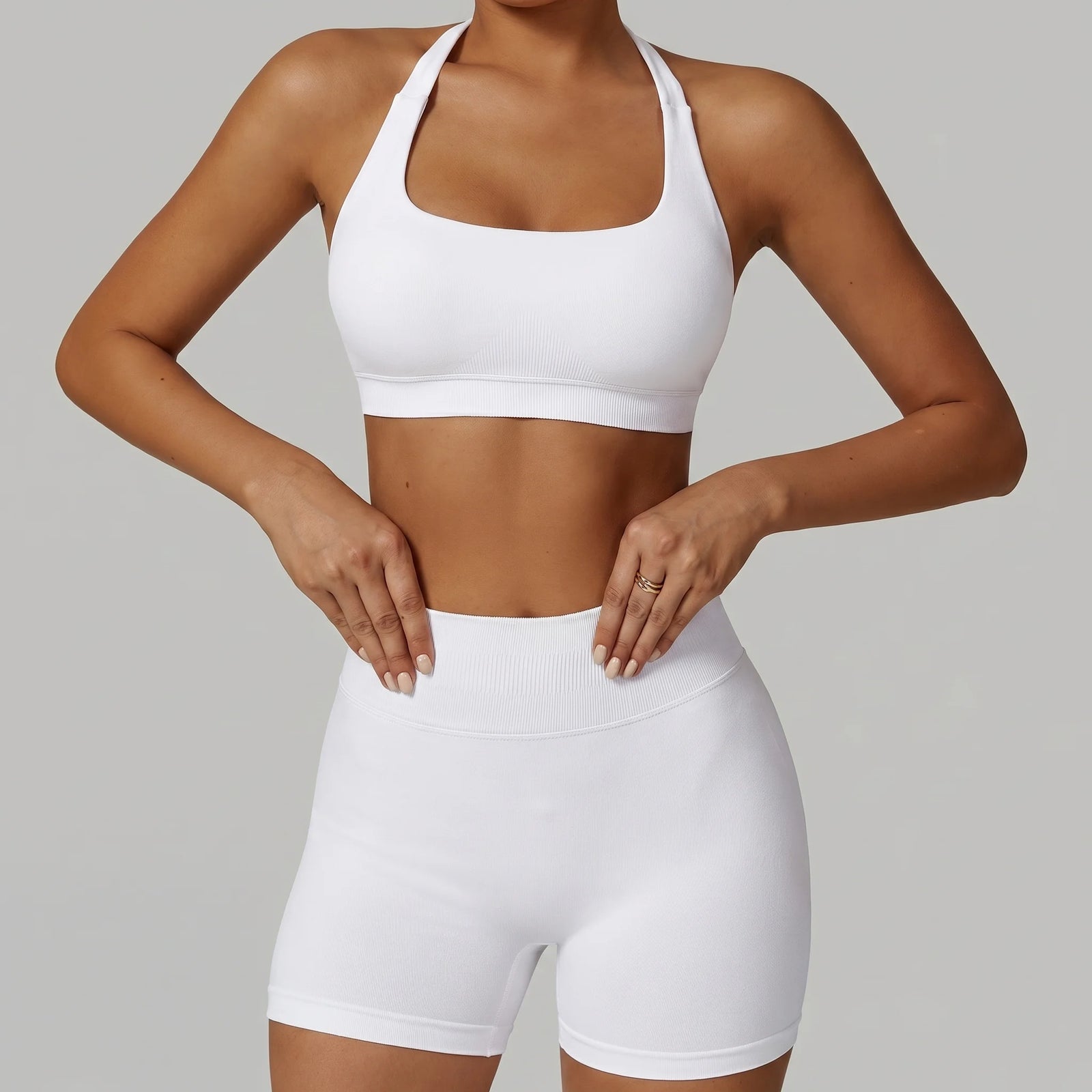 Women's Halter Bra And Shorts Yoga Set For Workout Outfits