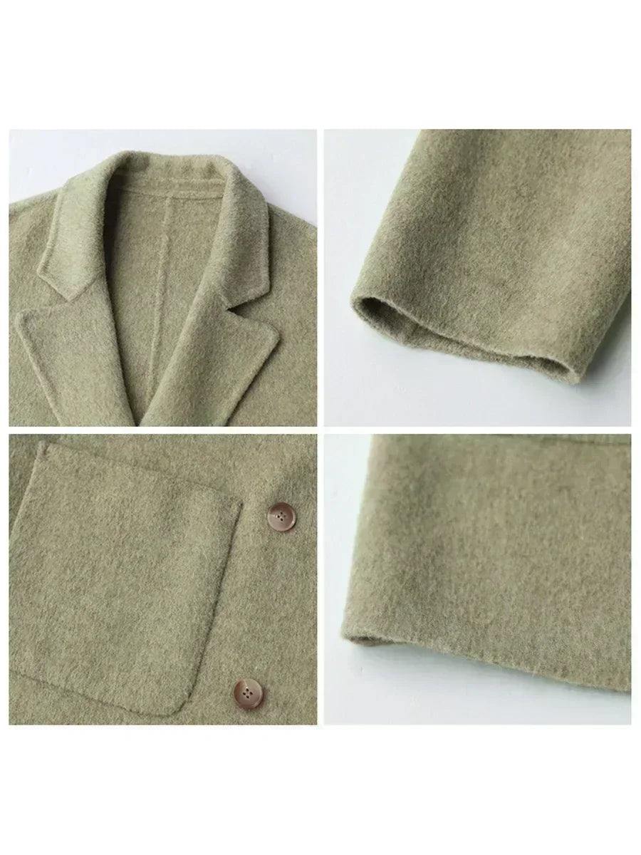 Women's Relaxed Double Breasted Lapel Coat for Layered Outfits