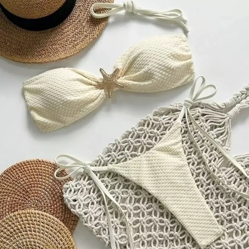 Solid Lace-Up Bikini