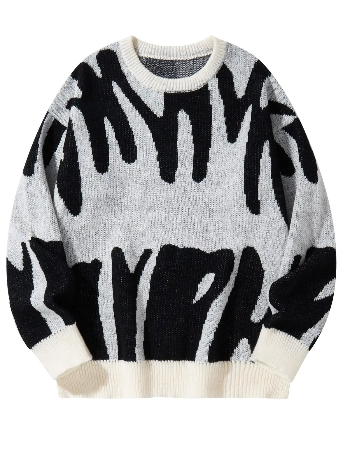 Men's Abstract Pattern Crew Neck Knit Sweater