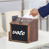 Rustic Brown Suggestion Box with Lock Wooden Ballot Comment Box Wall Mounted or Freestanding for Restaurant Cafe