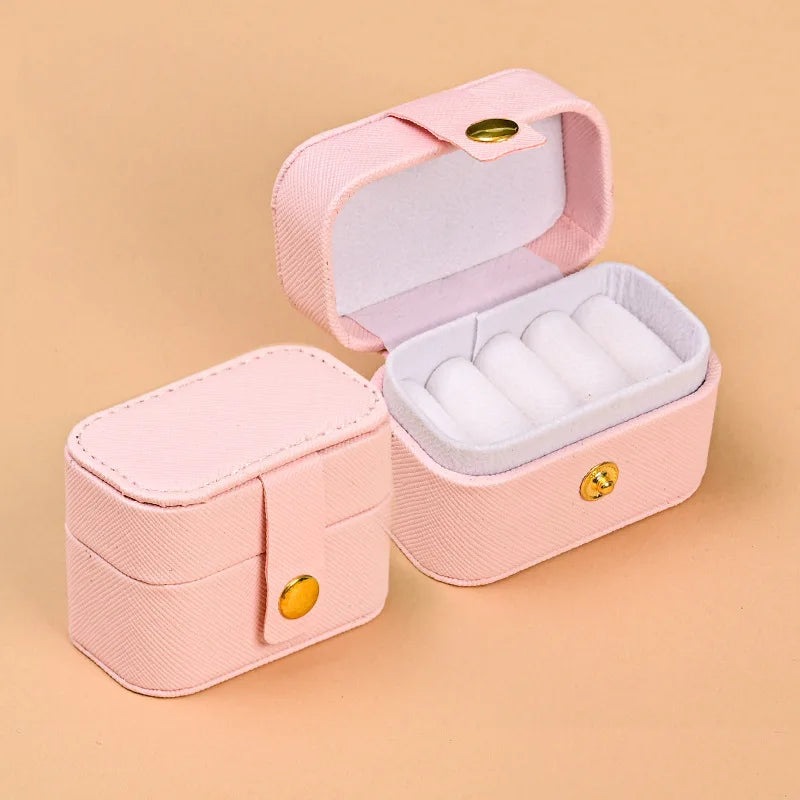 Mini Portable Leather Jewelry Storage Bag Travel Organizer Case for Ring Necklace Earrings Gift Box