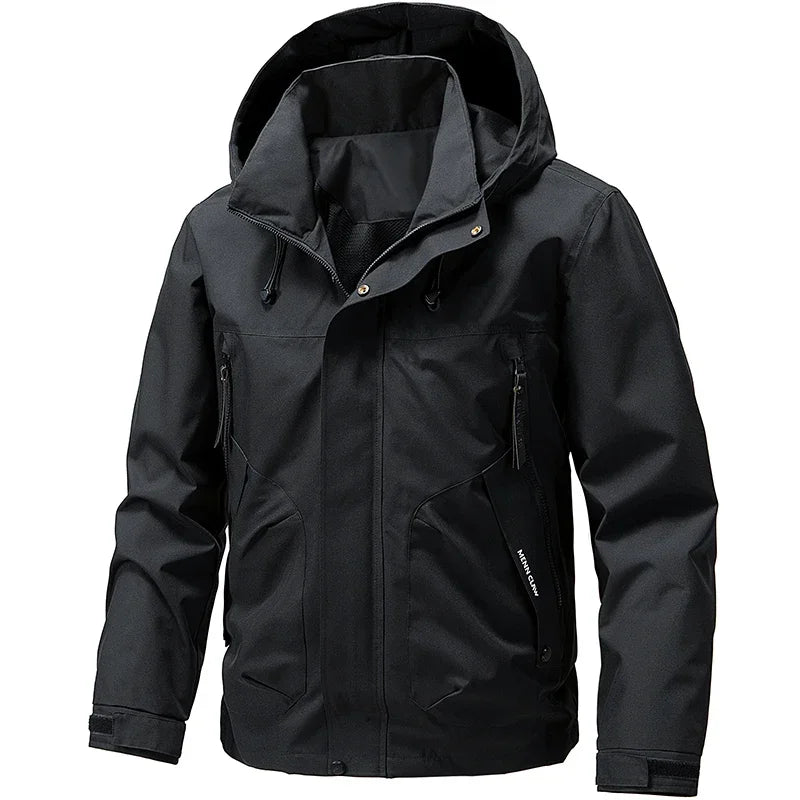 Hooded Long Sleeve Full Zip Outdoor Hiking Jacket with Pockets
