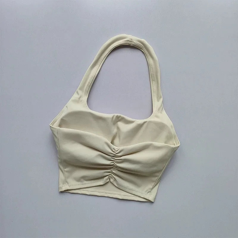 Women's Pleated Halter Sports Bra