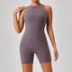 Women's High Neck Nylon Blend Sleeveless Workout Romper with Fitted Shorts
