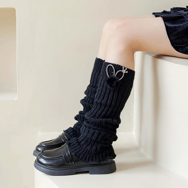 Children's Knit Leg Warmers with Decorative Bow Details