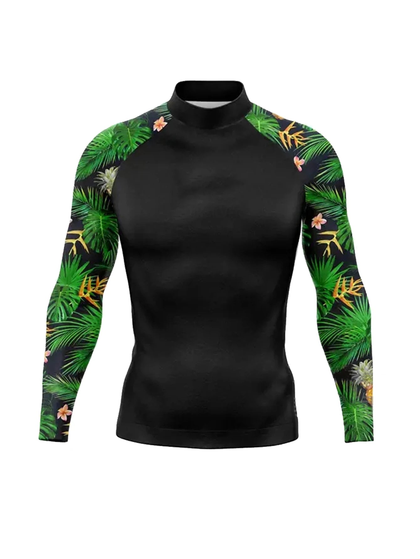 Men's Long Sleeve Rash Guard with a Round Neck for Swimming