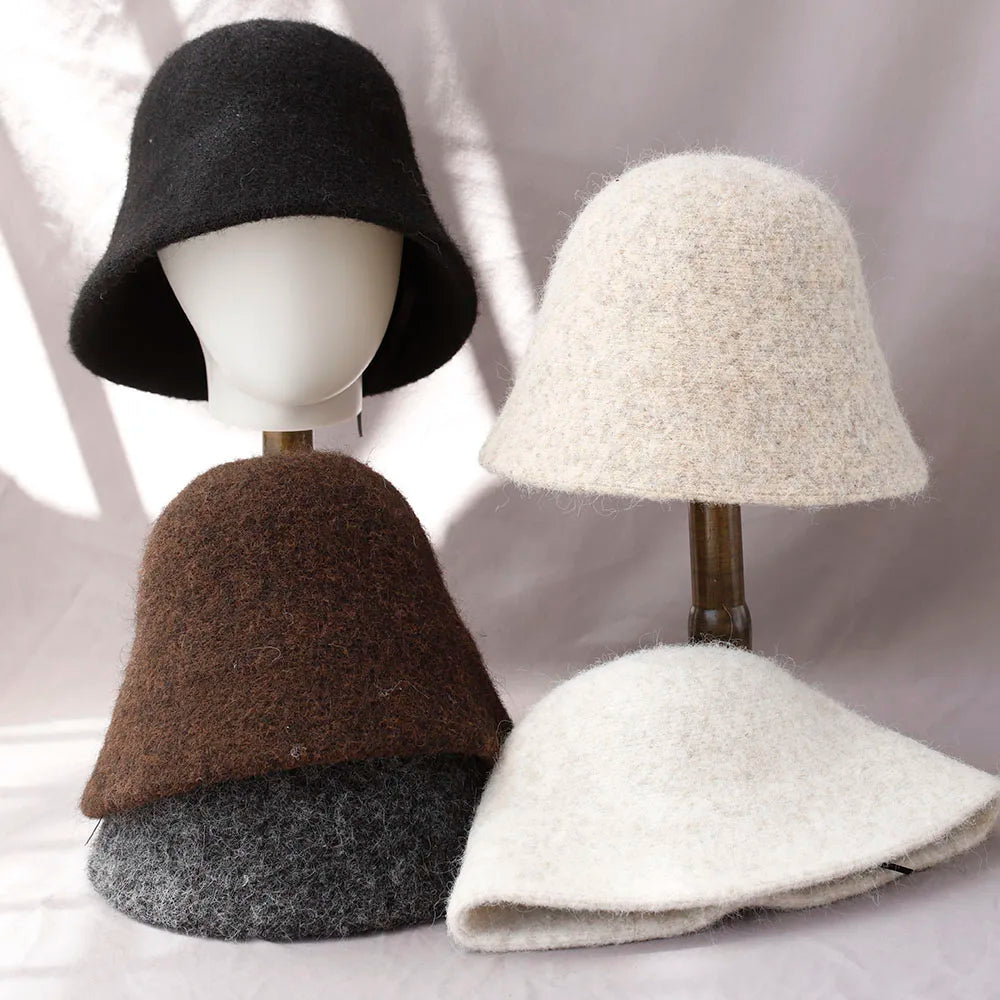 Plush Bucket Hat with Rounded Crown and Short Brim