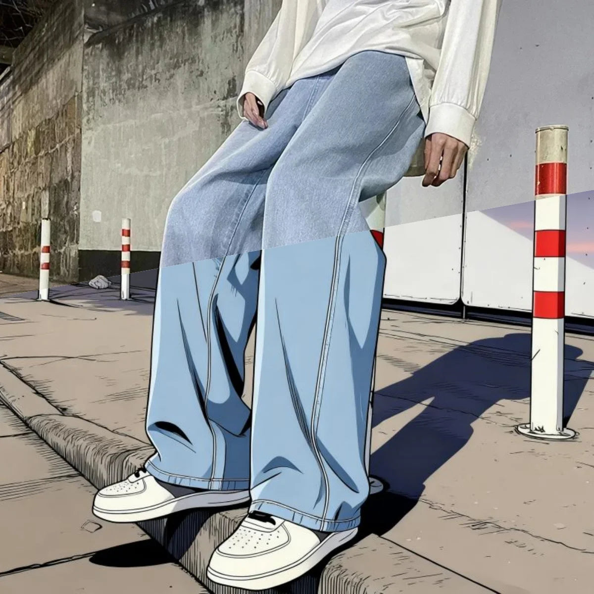 Men's Wide Leg Denim Jeans for Casual Everyday Wear