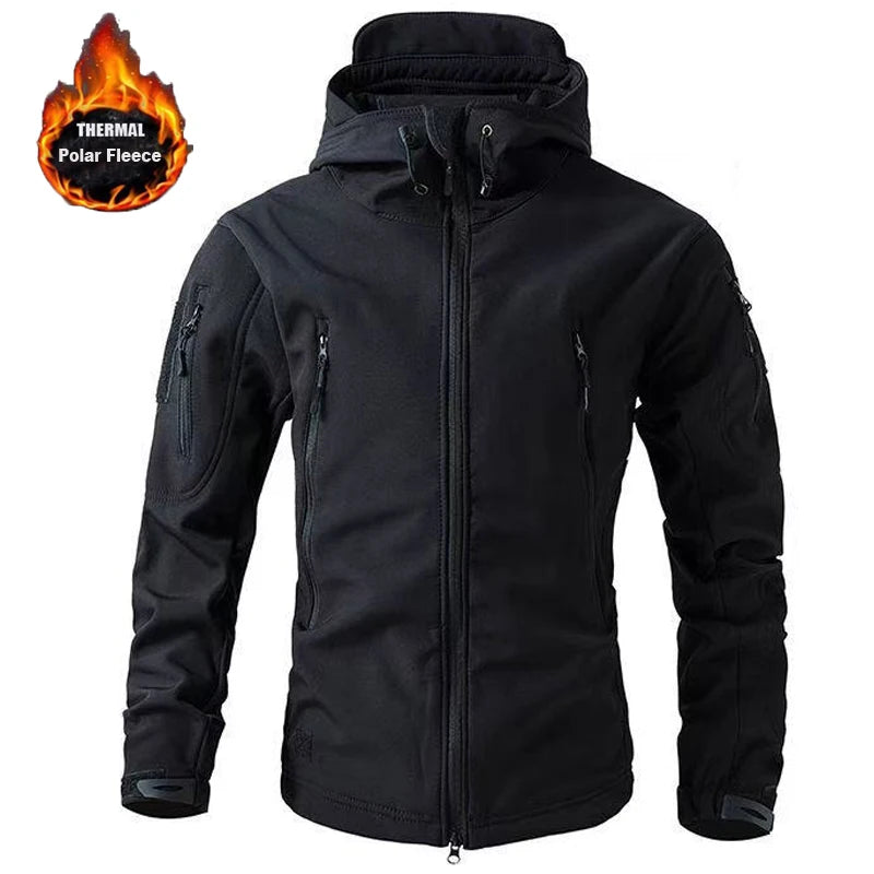 Men's Hooded Multi-Pocket Softshell Jacket