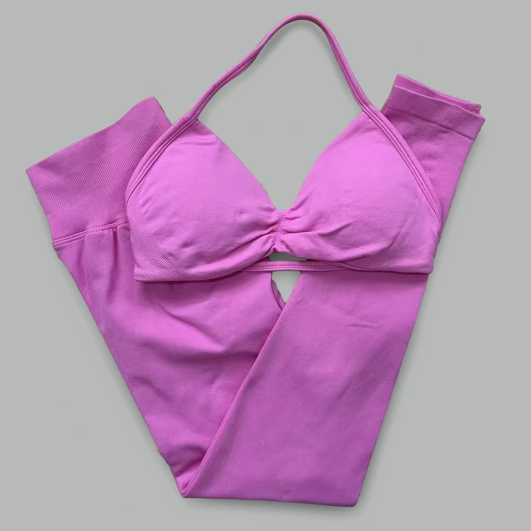 Women's Halter Bra And Leggings Yoga Set For Workout Outfits