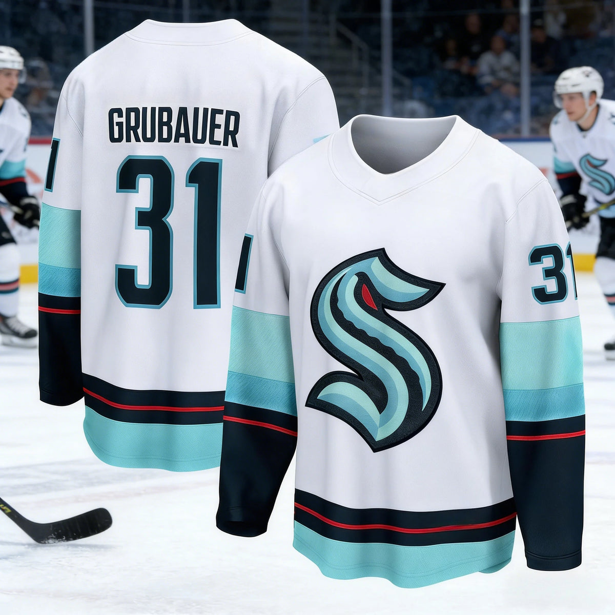 Long Sleeve Ice Hockey Sports Jersey with Contrast Stripe Design