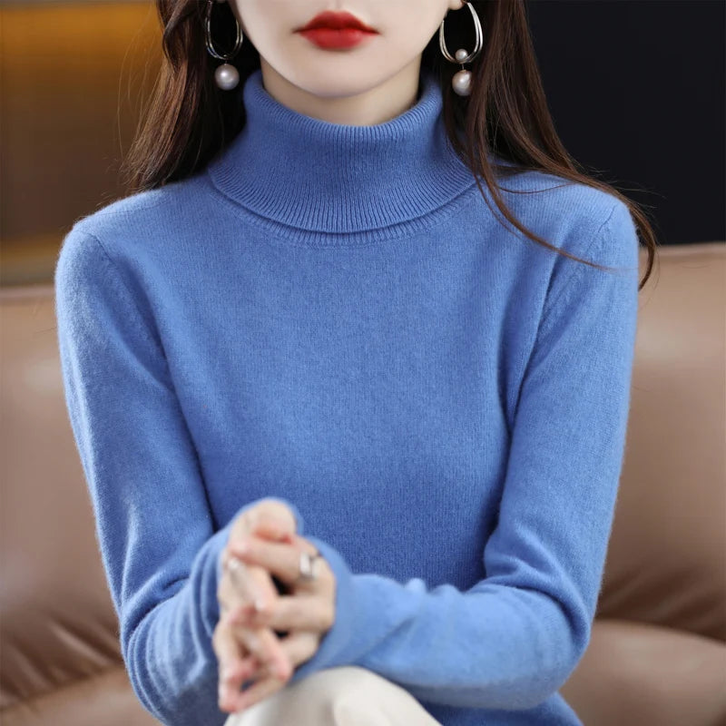 Women's Mock Neck Long Sleeve Sweater Casual Knit Layer
