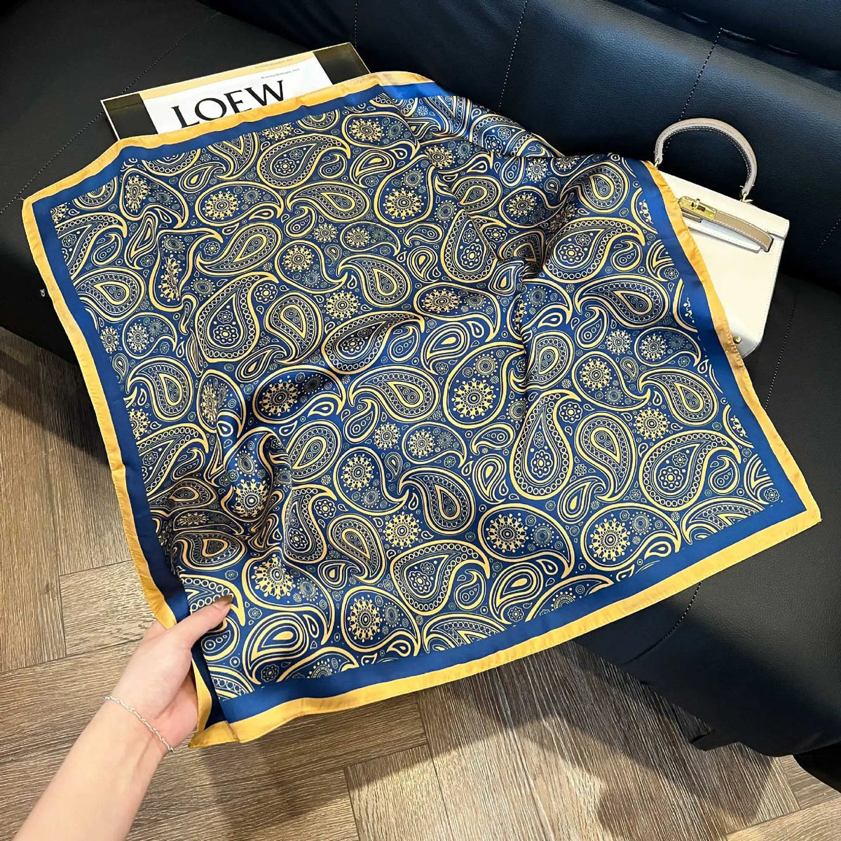 Patterned Square Scarf with Paisley and Houndstooth Style Options