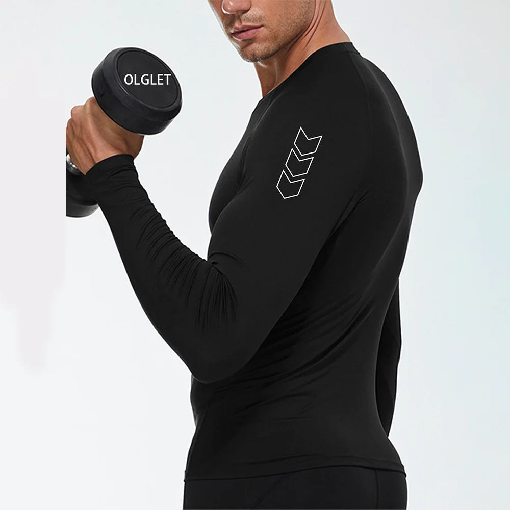 Fitted Crew Neck Long Sleeve Compression T Shirt