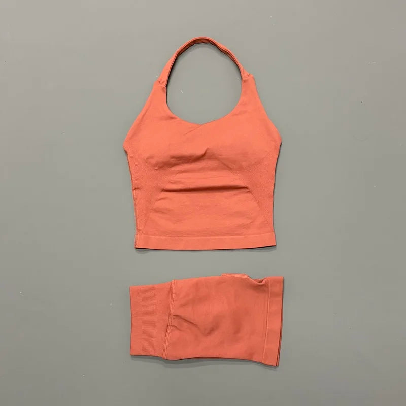 Women's Halter Tank And Shorts Yoga Set For Workout Outfits