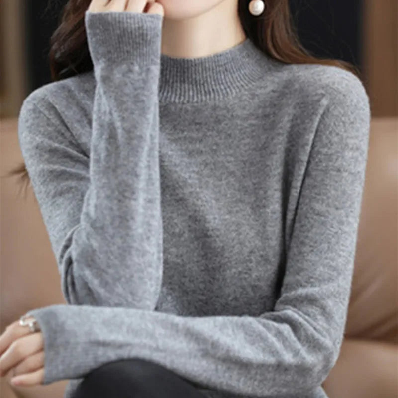 Women's Raised Rib Long Sleeve Knit Sweater Casual Knit Layer