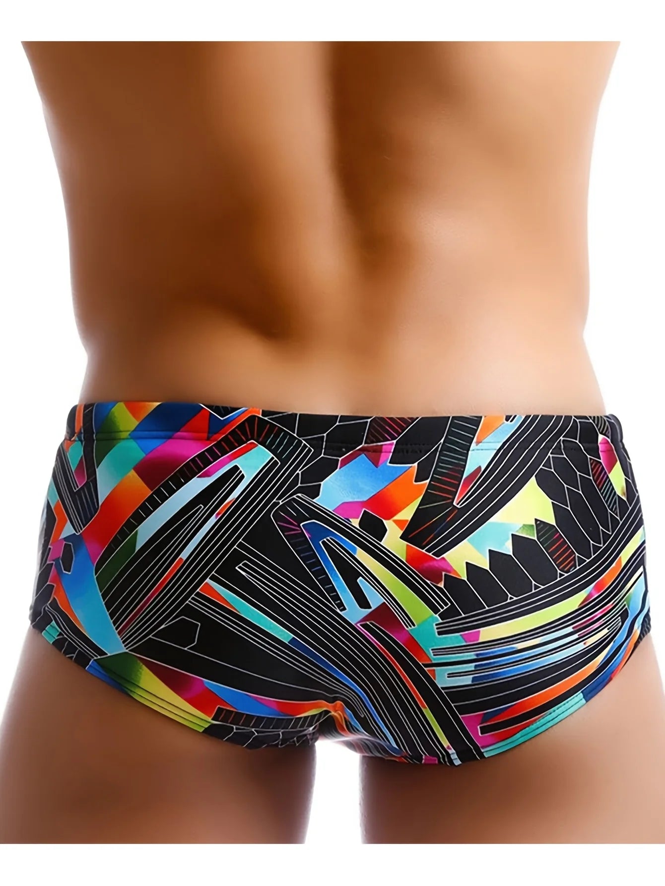 Men's Swim Shorts with Patterned Design and Drawstring for Beach and Pool Wear