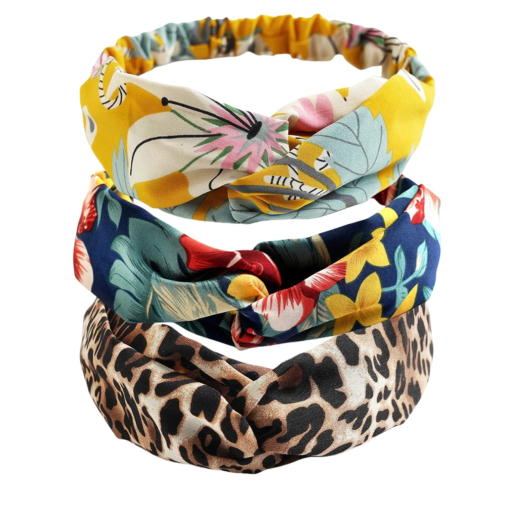 Floral Print Twist Front Elastic Headband for Everyday Hair Styling