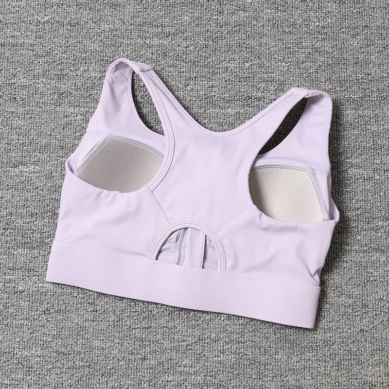 Women's Front Zip Keyhole Back Sports Bra
