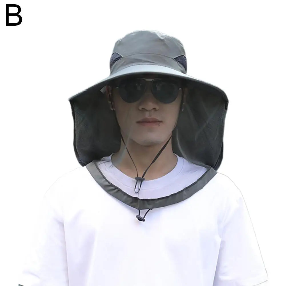 Wide Brim Outdoor Hat with Face Mesh Style Options