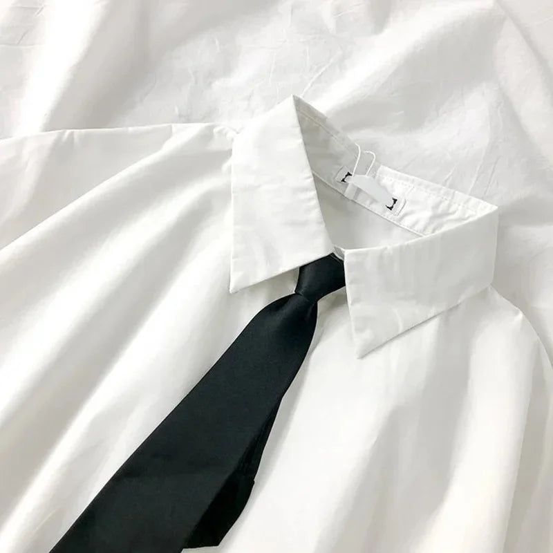Women's Short Sleeve Collared Shirt with Tie Option