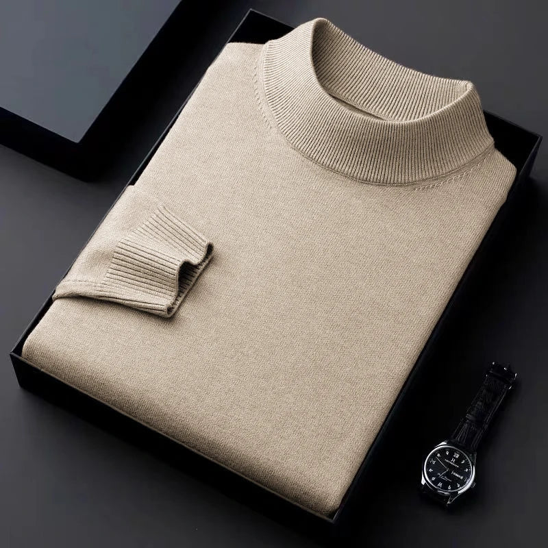 Men's Mock Neck Long Sleeve Knit Sweater